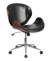 Mid-Back Walnut Wood Swivel Chair-image1