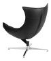 Black Leather Swivel Cocoon Chair-image4