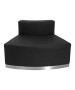 Black Leather Convex Chair With Brushed Stainless Steel Base-image1