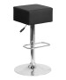 Contemporary Cube Vinyl Adjustable Height Barstool With Chrome Base-image1