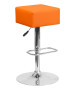 Contemporary Cube Vinyl Adjustable Height Barstool With Chrome Base-image3