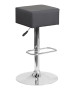 Contemporary Cube Vinyl Adjustable Height Barstool With Chrome Base-image4