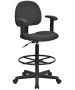 Black Patterned Fabric Ergonomic Stool with Arms-image1