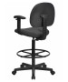 Black Patterned Fabric Ergonomic Stool with Arms-image3