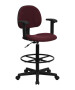 Black Patterned Fabric Ergonomic Stool with Arms-image7