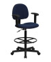 Black Patterned Fabric Ergonomic Stool with Arms-image5