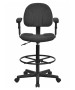 Black Patterned Fabric Ergonomic Stool with Arms-image4