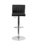 Contemporary Black Vinyl Stool w/ Lines-image4