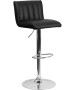 Contemporary Black Vinyl Stool w/ Lines-image1