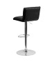 Contemporary Black Vinyl Stool w/ Lines-image3