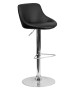 Contemporary Vinyl Bucket Seat Adjustable Stool with Chrome Base-image1