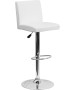 Contemporary Smooth Vinyl Adjustable Stool with Chrome Base-image6