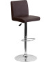 Contemporary Smooth Vinyl Adjustable Stool with Chrome Base-image7