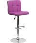 Contemporary Quilted Vinyl Adjustable Stool with Chrome Base-image7