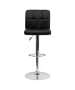 Contemporary Quilted Vinyl Adjustable Stool with Chrome Base-image4