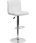 Contemporary Quilted Vinyl Adjustable Stool with Chrome Base-image10