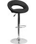 Contemporary Rounded Back Adjustable Stool with Chrome Base-image1