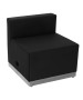 Black Leather Chair with Brushed Stainless Steel Base-image1