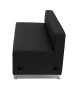 Black Leather Loveseat with Brushed Stainless Steel Base-image2