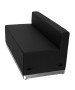 Black Leather Loveseat with Brushed Stainless Steel Base-image3