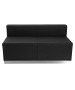 Black Leather Loveseat with Brushed Stainless Steel Base-image1