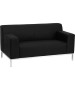 Contemporary Black Leather Love Seat with Stainless Steel Frame-image1