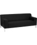 Contemporary Black Leather Sofa with Stainless Steel Frame-image1