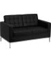 Lacey Black Leather Love Seat with Stainless Steel Frame-image1