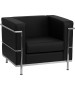 Contemporary Black Leather Chair with Metal Encasing Frame-image1