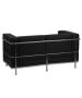 Contemporary Black Leather Love Seat with Metal Encasing Frame-image2