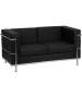 Contemporary Black Leather Love Seat with Metal Encasing Frame-image1