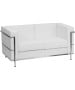 Contemporary Black Leather Love Seat with Metal Encasing Frame-image4