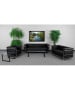 Contemporary Black Leather Sofa with Metal Encasing Frame-image3