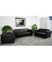 Contemporary Black Leather Sofa with Stainless Steel Base-image3