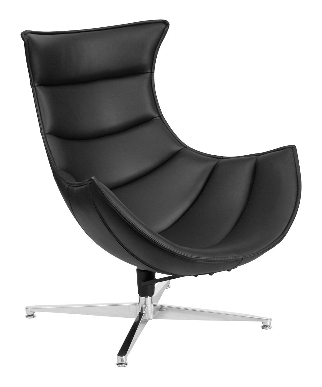 bestellen olifant dak Black Leather Swivel Cocoon Chair