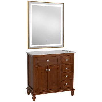 Madison 36" Walnut Vanity Styling Station & Mirror