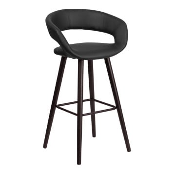 Brynn Contemporary Vinyl Stool w/ Cappuccino Wood Frame