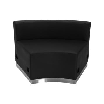 Black Leather Concave Chair With Brushed Stainless Steel Base