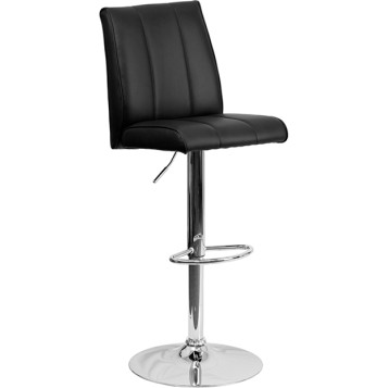 Contemporary Sleek Vinyl Adjustable Stool with Chrome Base