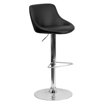 Contemporary Vinyl Bucket Seat Adjustable Stool with Chrome Base