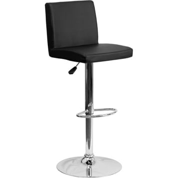 Contemporary Smooth Vinyl Adjustable Stool with Chrome Base