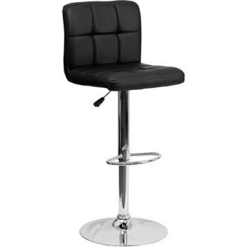 Contemporary Quilted Vinyl Adjustable Stool with Chrome Base