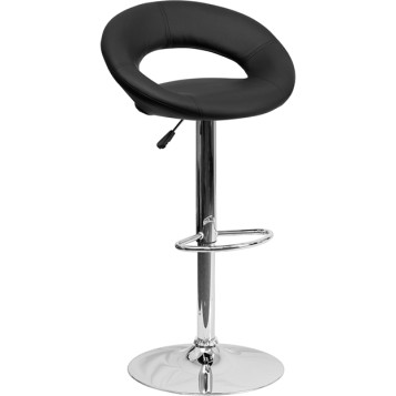 Contemporary Rounded Back Adjustable Stool with Chrome Base