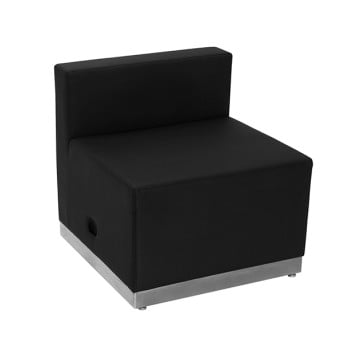 Black Leather Chair with Brushed Stainless Steel Base