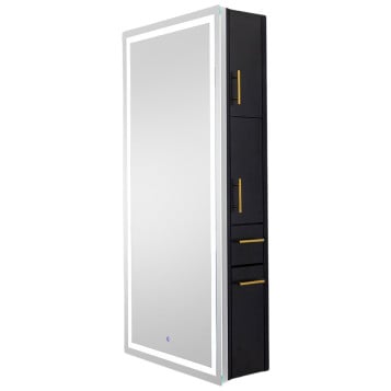 Pibbs 9110 Lumina Gold Handle LED Salon Mirror & Storage Server