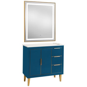 Omega 36" Blue Vanity Station & Mirror