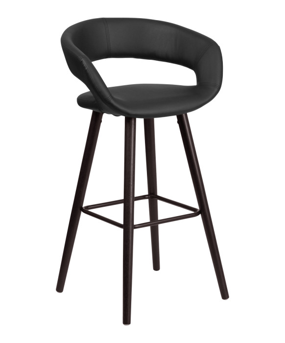 Brynn Contemporary Vinyl Stool w/ Cappuccino Wood Frame