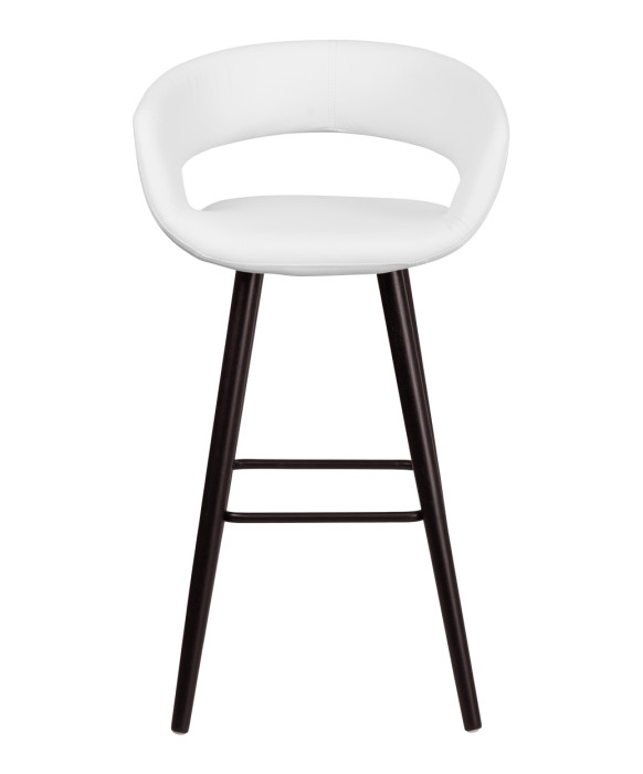 Brynn Contemporary Vinyl Stool w/ Cappuccino Wood Frame