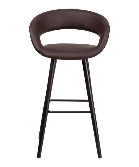 Brynn Contemporary Vinyl Stool w/ Cappuccino Wood Frame