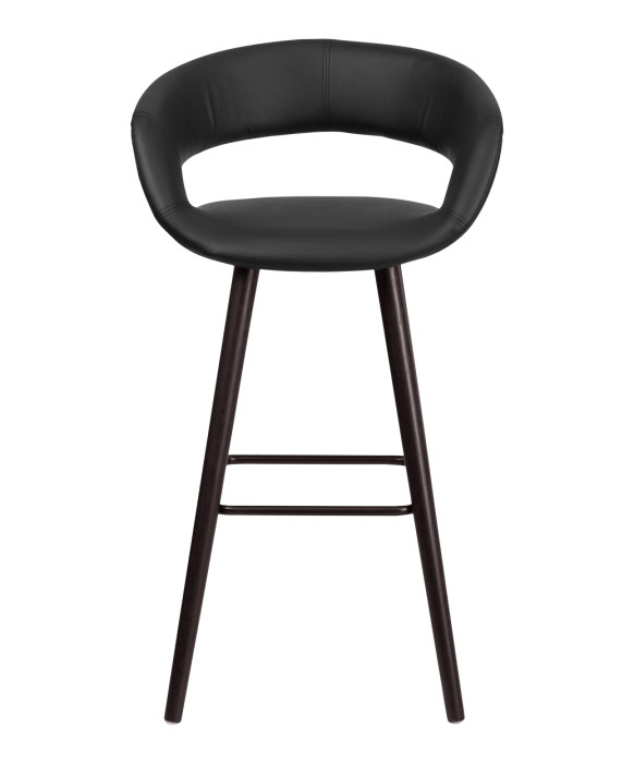 Brynn Contemporary Vinyl Stool w/ Cappuccino Wood Frame